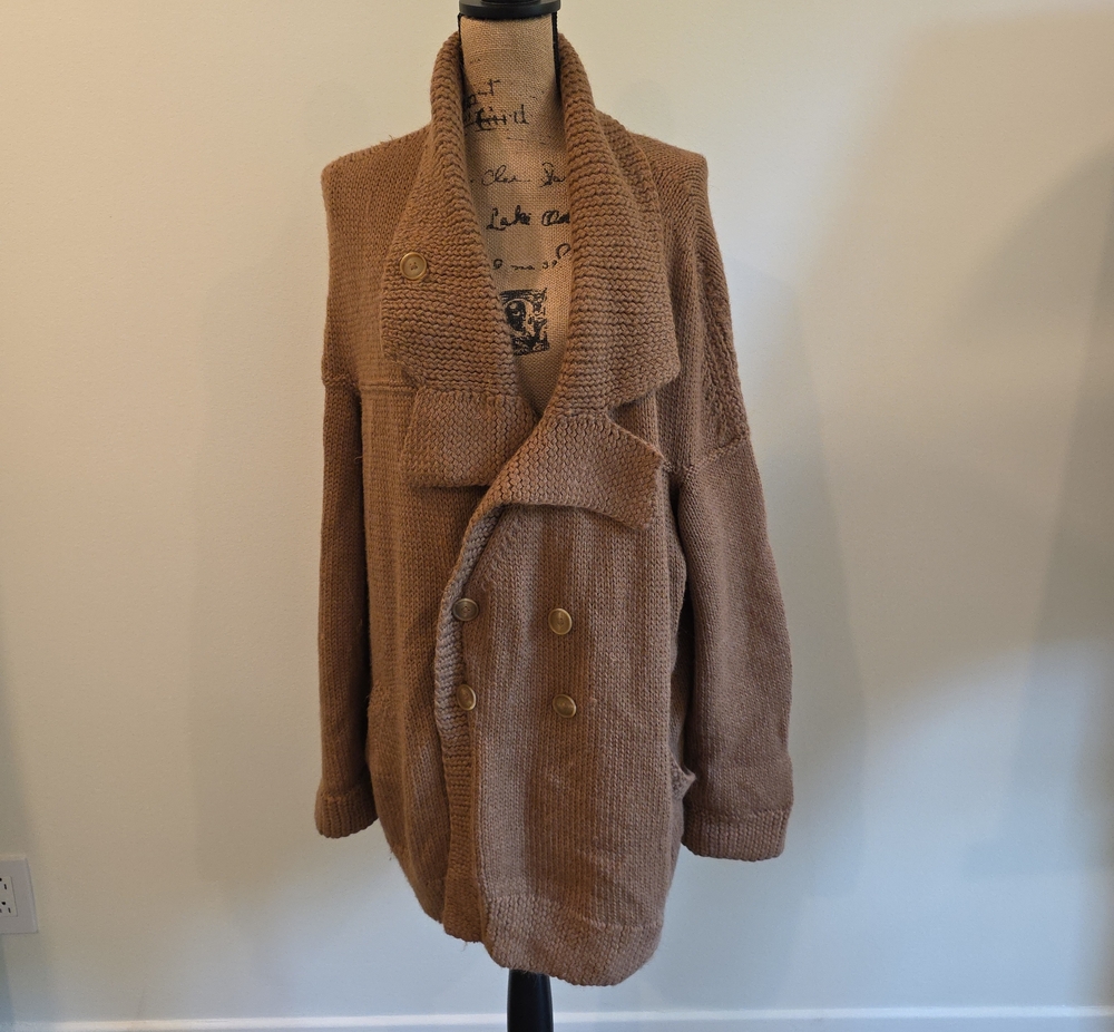 Zero + Maria Cornejo, 100% Alpaca Hand Knit, Double-Breasted Cardigan